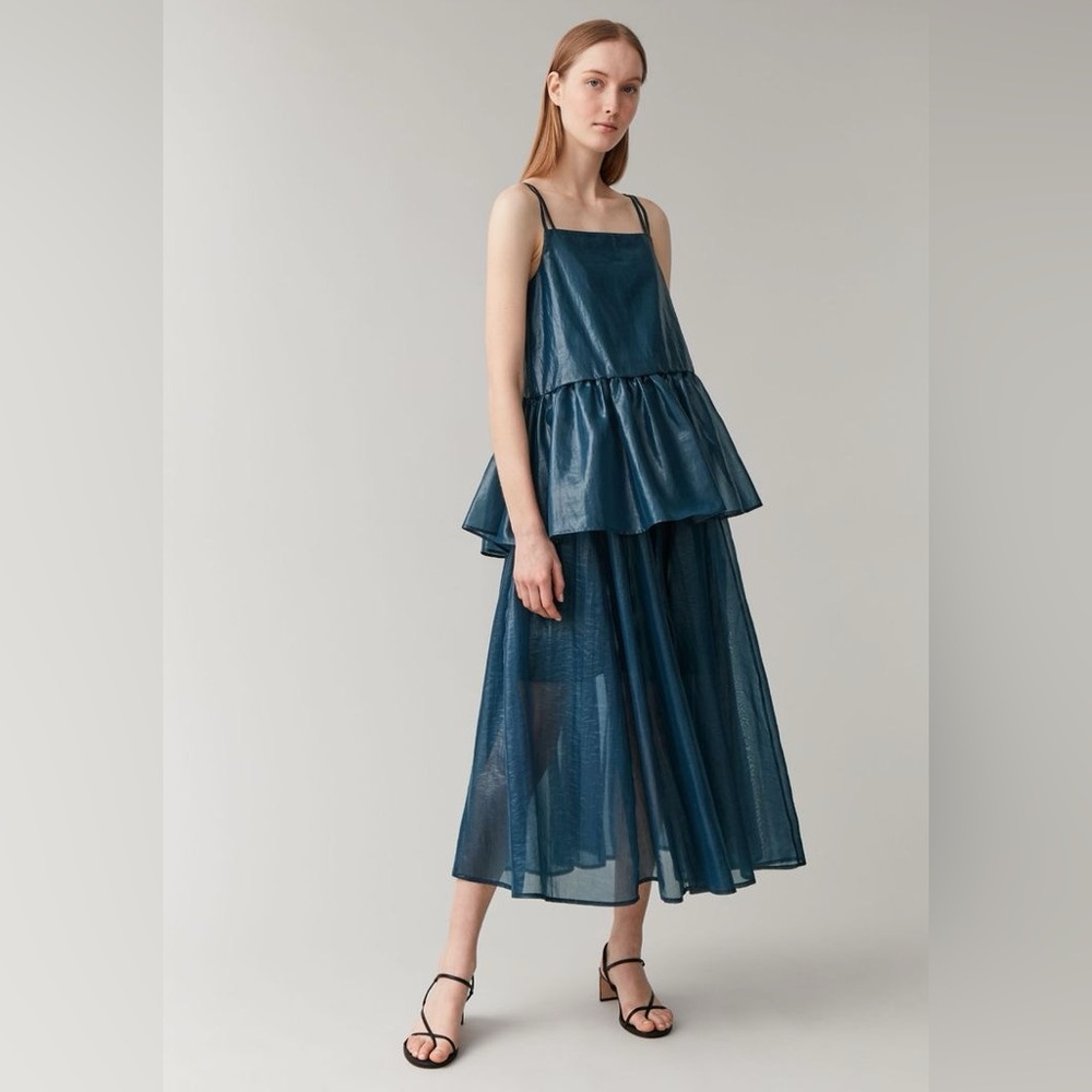 COS panelled a-line skirt in Turquoise